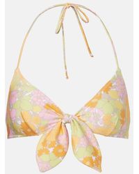 Chloé - Bow-Detail Floral Bikini Top - Lyst