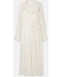 Chloé - Ruffled Silk-Blend Crepe Maxi Dress - Lyst