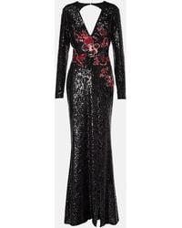 Elie Saab - Abito Lungo Con Paillettes E Cut-Out - Lyst