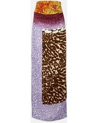 Dries Van Noten - Falda Midi De Seda Estampada - Lyst