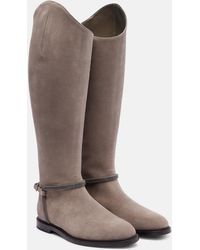 Brunello Cucinelli - Monili Suede Knee-High Boots - Lyst