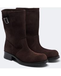 Prada - Shard Suede Biker Boots - Lyst
