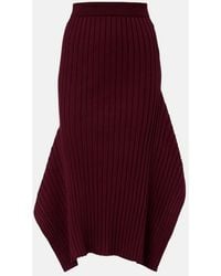 Stella McCartney - Asymmetric Ribbed-Knit Midi Skirt - Lyst