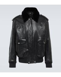 Prada - Faux Fur-trimmed Leather Jacket - Lyst