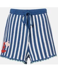 ALÉMAIS - Crochet Striped Cotton Shorts - Lyst
