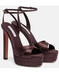 Aquazzura - Plateausandalen Divine 130 Aus Satin - Lyst