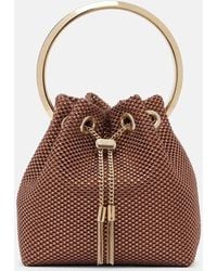 Jimmy Choo - Bon Bon Small Embellished Satin Bucket Bag - Lyst