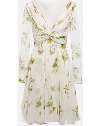 Giambattista Valli - Gathered Floral-print Silk Dress - Lyst