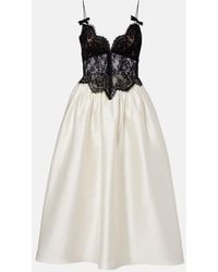 Self-Portrait - Taffeta And Lace Midi Dress - Lyst