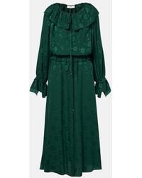 Chloé - Ruffled Floral Silk Jacquard Midi Dress - Lyst