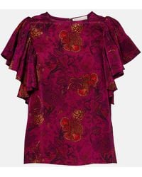 Ulla Johnson - Lena Floral Silk Crepe De Chine Top - Lyst