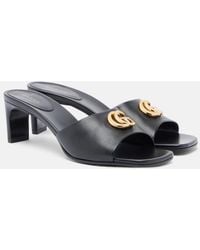Gucci - Double G Leather Mules - Lyst
