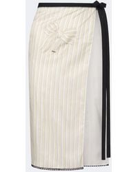 Prada - Embroidered Striped Wrap Skirt - Lyst