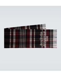 Acne Studios - Logo Checked Fringed Wool Scarf - Lyst