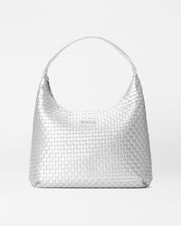 MZ Wallace - Matte Silver Large Woven Shoulder Bag - Lyst