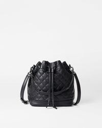 MZ Wallace - Black Quilted Leather Small Drawstring Bucket Bag - Lyst