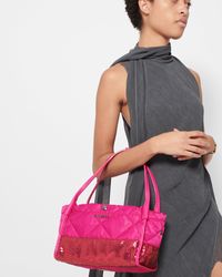 MZ Wallace - Bright Fuchsia With Fuchsia Sequin Quilted Small Madison Shoulder Bag - Lyst