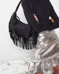 MZ Wallace - Black Fringe Quilted Small Bowery Shoulder Bag - Lyst