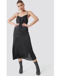 NA-KD Satin Slip Dress - Zwart