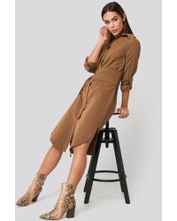 Trendyol Midi Belted Shirt Dress - Braun