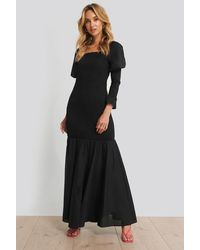 NA-KD Trend Langärmeliges Maxikleid - Schwarz