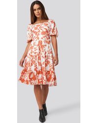 Trendyol Orange Patterned Midi Dress - Oranje