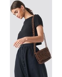 NA-KD Accessories Wooden Pearl Flap Bag - Braun