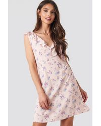 NA-KD Floral Mini Dress - Pink