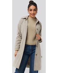 Trendyol Silver Ring Belted Trench Coat - Grijs