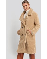 NA-KD Long Teddy Coat - Neutre