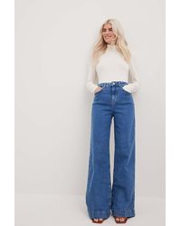 NA-KD Blue Pleated Long Jeans