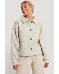 NA-KD Oversized Kort Jack In Wolmix - Grijs