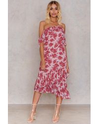 NA-KD Cold Shoulder Thin Strap Frill Dress - Pink