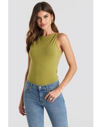 NA-KD Boat Neck Top - Groen
