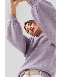 NA-KD Oversized Long Knitted Sweater - Paars
