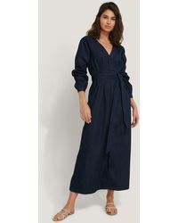 NA-KD Trend Long Sleeve Denim Dress - Blau