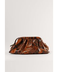 NA-KD Orange Reptile Look Pouch Bag - Brown