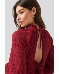 NA-KD Boho Structured Open Back Dress - Rot