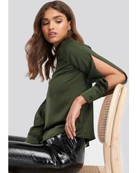 Trendyol Cut Out Sleeve Blouse - Groen