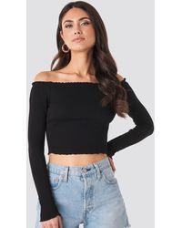NA-KD Babylock Off Shoulder Top - Zwart