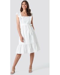Trendyol Frilly Sleeveless Midi Dress - Weiß