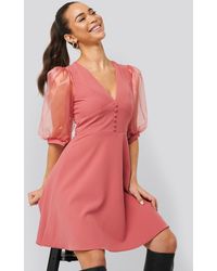 Trendyol Organza Sleeve Detailed Dress - Roze