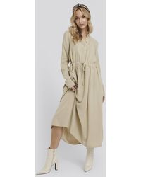 NA-KD Shirt Collar Midi Dress - Natur