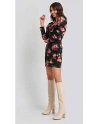 NA-KD Square Neck Puffy Sleeve Dress - Meerkleurig