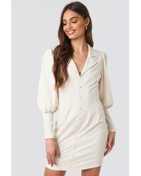 NA-KD Trend Button Front Mini Dress - Weiß