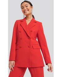 NA-KD Double Breasted Blazer - Rood
