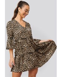 NA-KD Boho V neck Ruffle Dress - Mehrfarbig