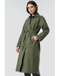 NA-KD Raglan Sleeve Trench - Groen