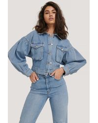 NA-KD Cropped Denim Jack - Blauw