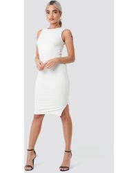 NA-KD Ribbed Jersey Dress - Weiß
